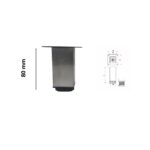 FURNITURE LEG ADJUSTABLE SQUARE 5020 INOX MAT 80 ΜΜ - Image 2