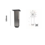 FURNITURE LEG ADJUSTABLE SQUARE 5020 INOX MAT 120 ΜΜ - Image 2