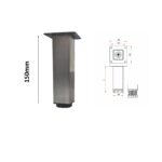 FURNITURE LEG ADJUSTABLE SQUARE 5020 INOX MAT 150 ΜΜ - Image 2