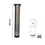 FURNITURE LEG ADJUSTABLE ROUND 5080 INOX MAT 300 ΜΜ - Image 2