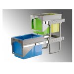 WASTE BASKET TANDEM FRONT 40 1 X 34L 2 X 16L GREY