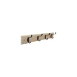 WOODEN CLOTHING HANGER PINE Z2153 WITH 4 BLACK MAT HOOKS - Image 2