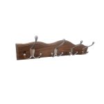 WOODEN CLOTHING HANGER  DARK WALNUT Z2155 WITH 4 NICKEL MAT HOOKS - Image 2