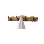 WOODEN CLOTHING HANGER Z2155 LIGHT OAK WITH 4 BLACK MAT HOOKS - Image 2