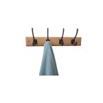 WOODEN CLOTHING HANGER Z2189 LIGHT OAK WITH 4 BLACK MAT HOOKS - Image 3
