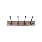 WOODEN CLOTHING HANGER  Z2197  DARK WALNUT WITH 4 BLACK MAT HOOKS
