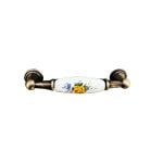 FURNITURE HANDLE 96 MM AB MAT PORCELAIN YELLOW FLOWER