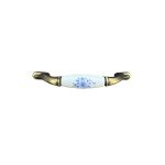 FURNITURE HANDLE 96 MM AB MAT PORCELAIN BLUE FLOWER